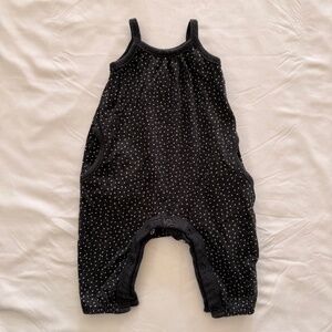 Old Navy Baby Girl 0-3M Black Polka Dot Smocked Romper